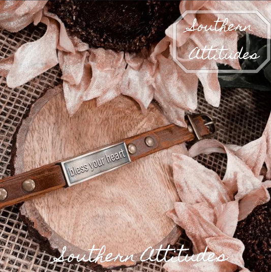 Leather Wristlet:  Bless Your Heart