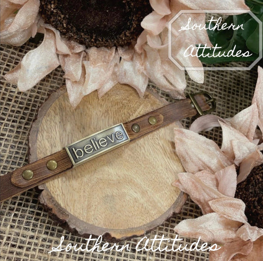 Leather Wristlet: Believe