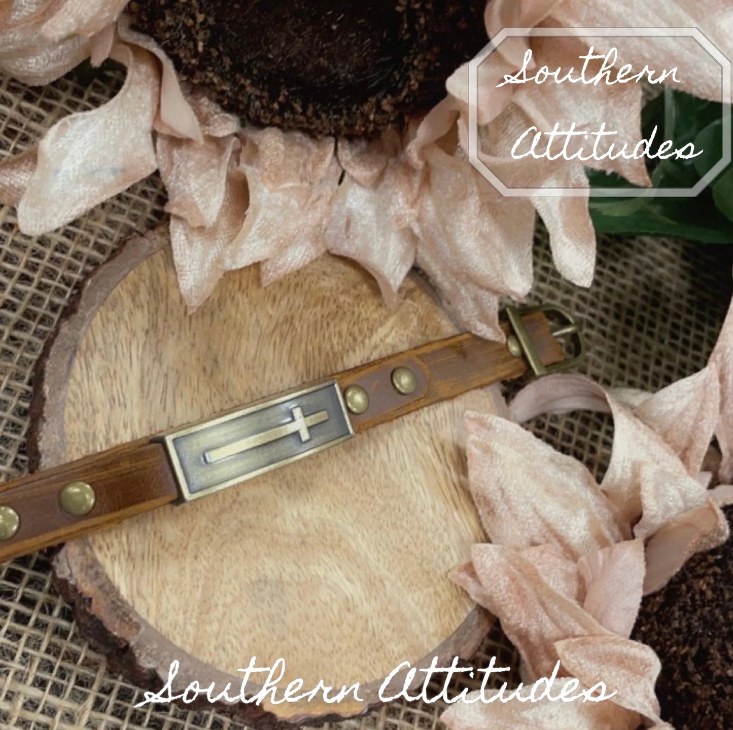 Leather Wristlet: The Cross
