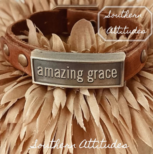 Leather Wristlet:  Amazing Grace