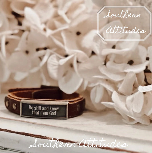 Leather Wristlet:  Be Still andf Know