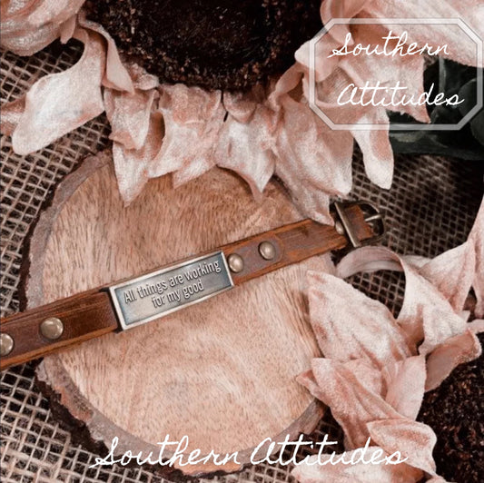Leather Wristlet:  All Things Are Working